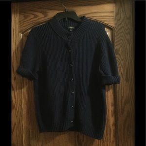 NEW TALBOTS PETITES XLP NAVY SHORT SLEEVE SWEATER